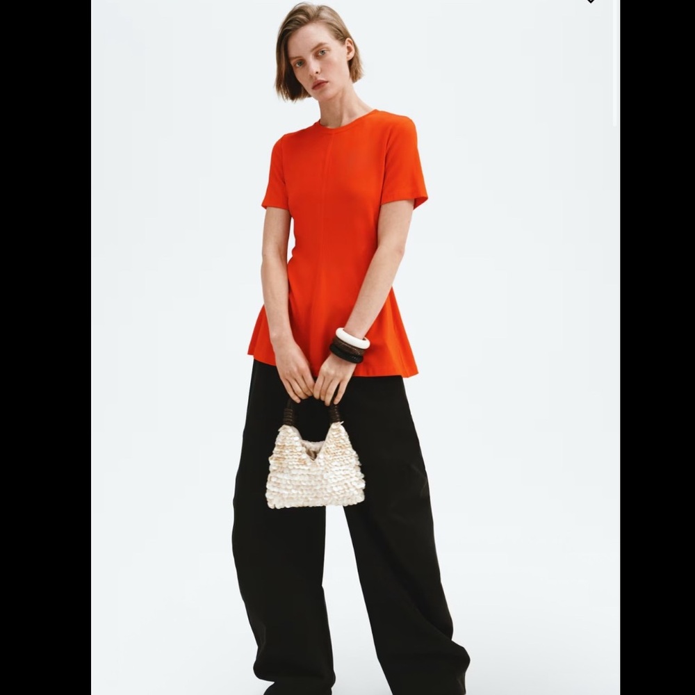 NWT H&M Edition Interlock Peplum Top in Bright Red
